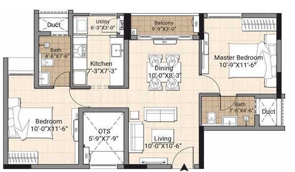 2 BHK Floor Plan - BSafal Maitri Park Chembur