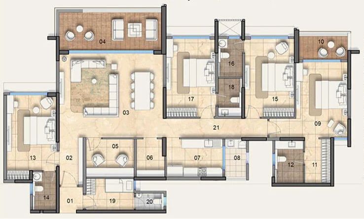 4 BHK Floor Plan - BSafal Maitri Park Chembur
